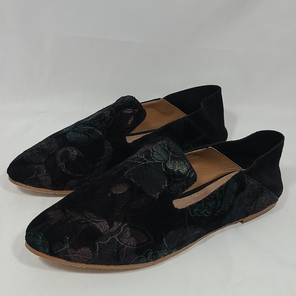 Halogen Velvet Floral Crushback Loafers Size 7.5M